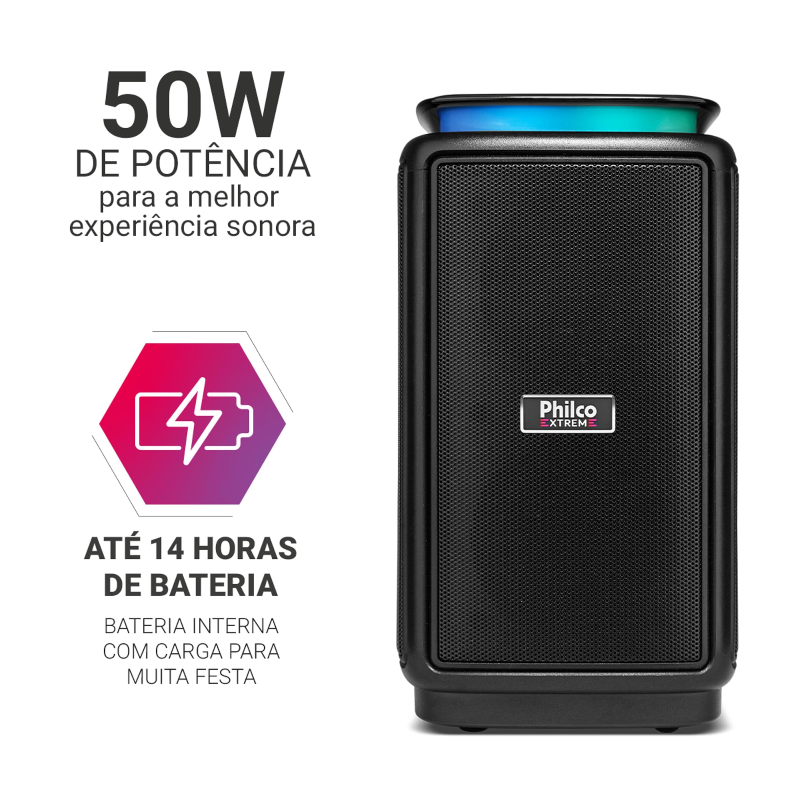 Ｂ＋COM TALK Caixa de Som Speaker Philco Extreme 50W PBS56 BIV | Amazon.com.br